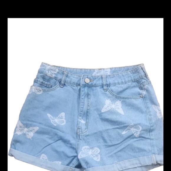 SHEIN Butterfly Denim Shorts SZ MED - Picture 3 of 5